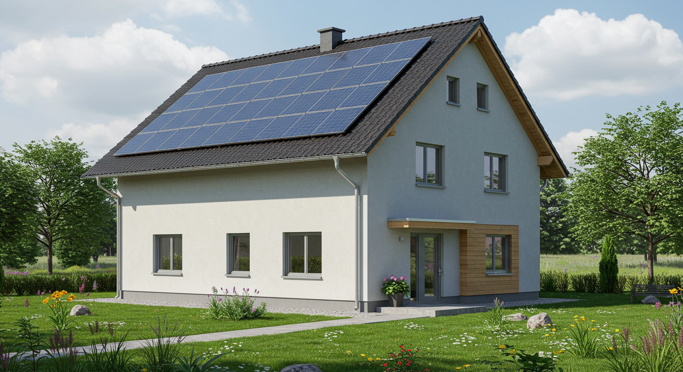 Modernes Wohngebäude mit Zertifizierung für nachhaltiges Bauen (QNG-Siegel)
